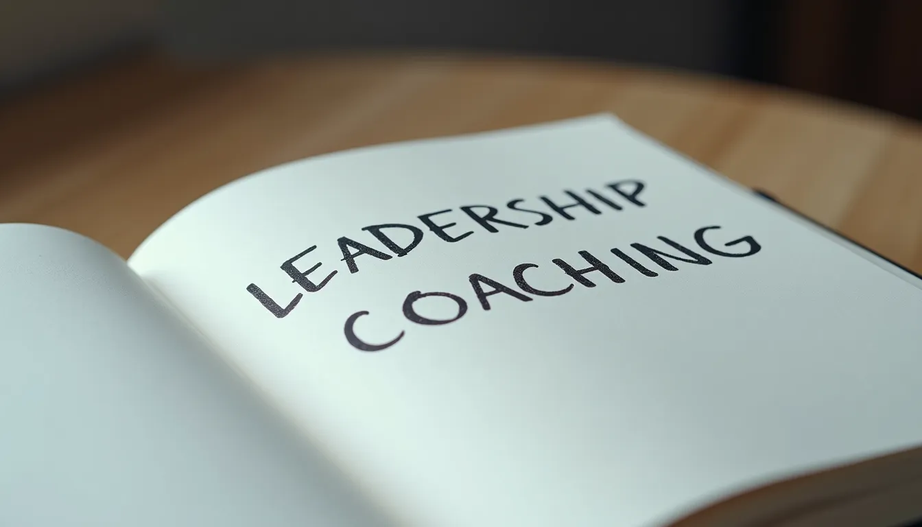 Close-up view of a notebook with notes on leadership coaching